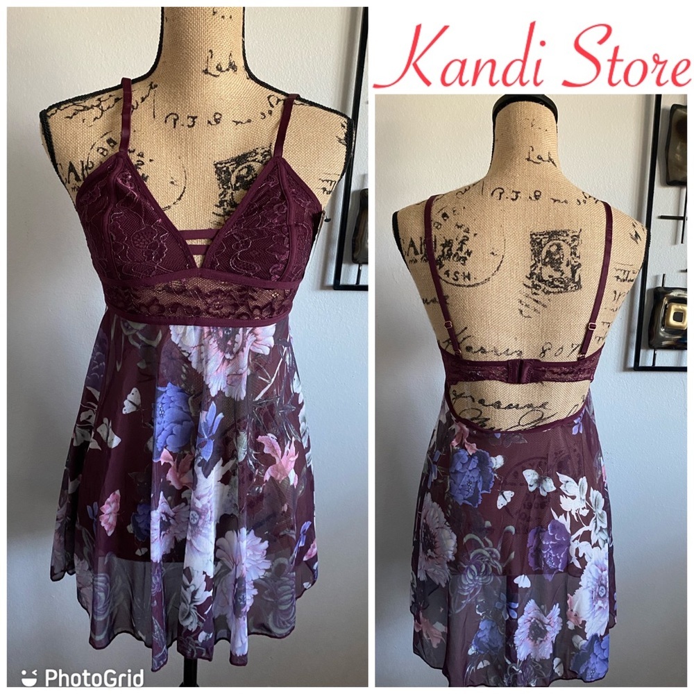 2-Piece French Affair Wine Color Baby Doll